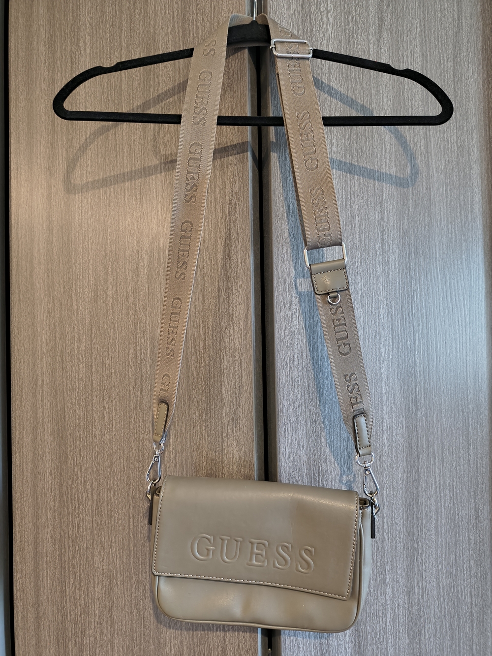 GUESS Designer Navy Green Crossbody Bag with Logo On Adjustable Strap And Flap